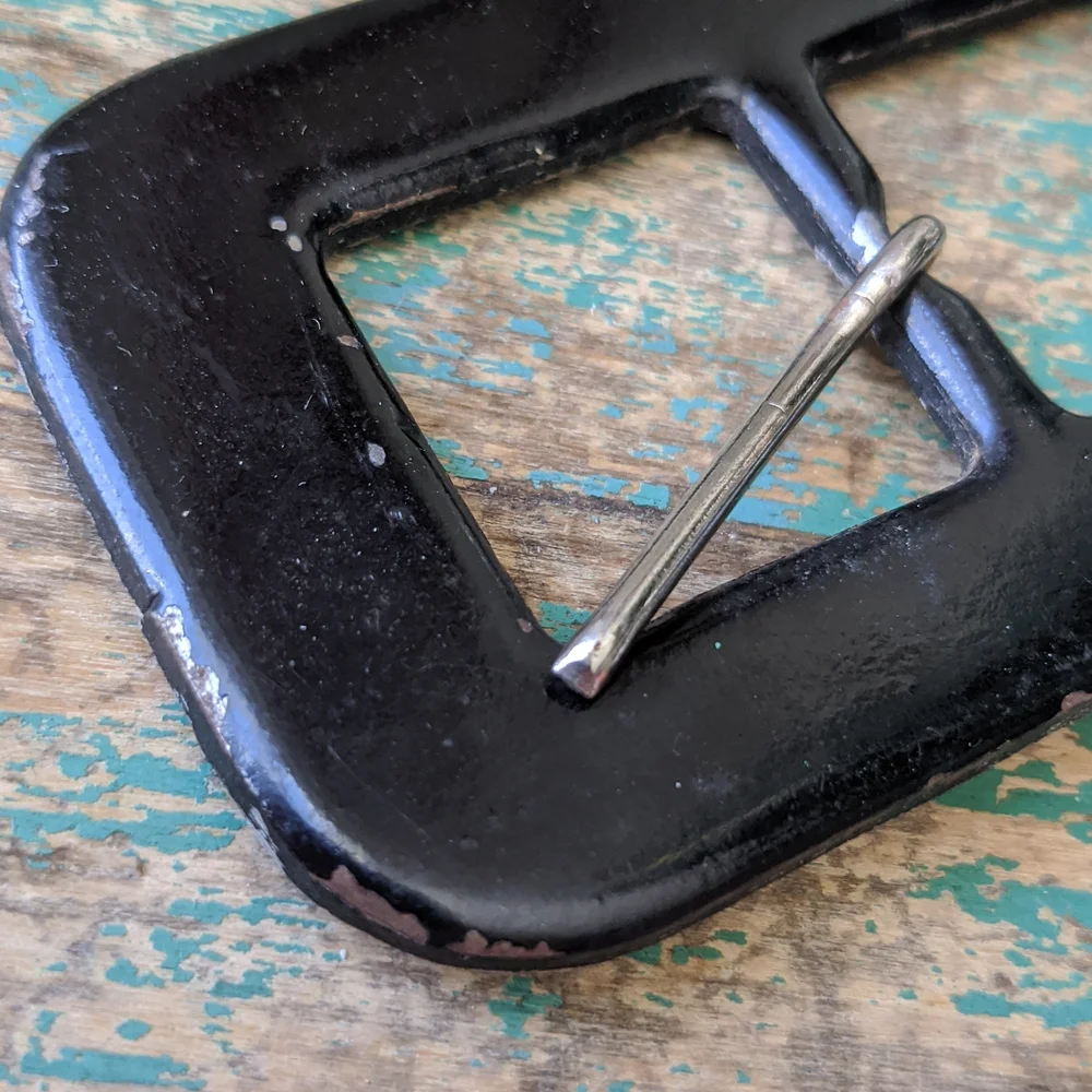 Bundle of 4 Vintage Buckles - Wood, Lucite, Faux Leather Tight Top, Cardboard